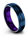 Couple Wedding Ring for Girlfriend and Wife 6mm Blue Line Tungsten Bands - Charming Jewelers