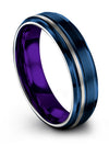 Unique Promise Band for Husband 6mm Tungsten Band Plain Blue Cute Couple Ring - Charming Jewelers
