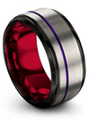 Grey Purple Promise Ring Sets for Wife and Wife Tungsten Carbide Wedding Band - Charming Jewelers