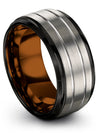 10mm Grey Wedding Rings Tungsten Carbide Boyfriend and Wife Bands Unusual - Charming Jewelers