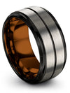 Judaism Anniversary Band Grey and Black Tungsten Bands Engagement Woman Bands - Charming Jewelers
