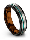 6mm Grey Line Bands Tungsten Ring Grey Teal Grey over Grey Ring for Man 10th - - Charming Jewelers