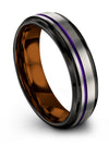 Grey Metal Promise Rings for Guys 6mm Purple Line Tungsten Ring Unique Ring - Charming Jewelers