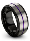 Men&#39;s Grey Purple Wedding Rings Tungsten Wedding Band