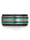 Tungsten Carbide Lady Promise Band Grey Tungsten 10mm Grey Teal Womans Simple - Charming Jewelers