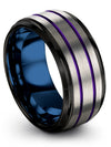 Custom Grey Anniversary Ring Guy Tungsten Wedding Rings Sets Solid Grey Ring - Charming Jewelers