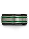 Matte Grey Green Male Wedding Bands Tungsten Promise Band for Guy Promise Band - Charming Jewelers