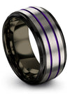 Wedding Ring Couples Personalized Men&#39;s Ring Tungsten Male Purple Line Bands - Charming Jewelers