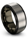 10mm Grey Wedding Ring Grey Tungsten Ring for Guy Graduation Bands for Wife - Charming Jewelers