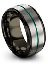Grey Her and Fiance Wedding Bands Sets Tungsten Anniversary Rings Grey Engraved - Charming Jewelers