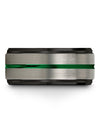 Men&#39;s Anniversary Ring Grey Green Cute Tungsten Ring 10mm 6 Year Jewelry Rings - Charming Jewelers
