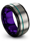 Men Tungsten Grey Teal Wedding Band Tungsten Carbide Grey Bands for Mens Set of - Charming Jewelers