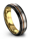 6mm Copper Line Men Wedding Band Woman&#39;s Tungsten Wedding Ring Engraved Grey - Charming Jewelers