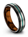 Wedding Rings Grey Teal Tungsten Rings Brushed Cute Engagement Man Bands - Charming Jewelers
