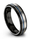 Guys Wedding Ring Unique Tungsten Bands Matte Grey Blue for Man Promise Bands - Charming Jewelers