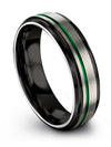6mm Green Line Anniversary Band Tungsten Rings Woman Grey Promise Band Rings - Charming Jewelers