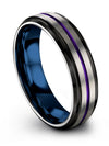 Guys Wedding Ring Unique Tungsten Bands Matte Grey Purple for Man Promise Bands - Charming Jewelers