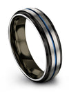 Wedding Engagement Woman&#39;s Rings 6mm Blue Line Tungsten Band for Guys Godfather - Charming Jewelers