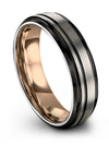 Boyfriend and Husband Wedding Bands Sets 6mm Men&#39;s Tungsten Wedding Ring Grey - Charming Jewelers