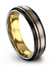 Tungsten Promise Rings Grey and Copper Unique Tungsten Band Grey Plated Grey - Charming Jewelers