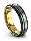 Wedding Ring for Husband Engraved Tungsten Grey Green Bands for Men&#39;s Simple - Charming Jewelers