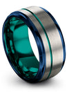 Matching Promise Band for Him and Her Tungsten Rings for Mens Grey Teal - Charming Jewelers