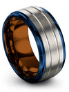 Men Matte Grey Wedding Bands Woman 10mm Tungsten Ring Couples Rings Promise - Charming Jewelers