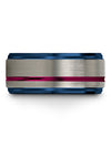 Brushed Wedding Bands Womans Guy Grey Fucshia Tungsten Wedding Ring 10mm Mens - Charming Jewelers