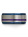 Groove Wedding Bands Lady 10mm Purple Line Rings Tungsten Couple Engraved Band - Charming Jewelers