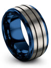 Men 10mm Black Line Wedding Bands Tungsten Carbide Wife and Wife Rings Best - Charming Jewelers