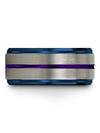 Wedding Bands Sets for His and His Grey Purple Tungsten Ring for Male Step - Charming Jewelers