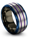Dad Wedding Ring Grey Purple Tungsten Bands Grey Purple 10mm Band Customized - Charming Jewelers