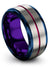 10mm Fucshia Line Promise Rings Tungsten Wedding Bands