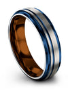 Woman Wedding Band Unique Grey and Blue Grey Tungsten Engagement Men Band Wife - Charming Jewelers
