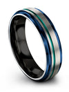 Tungsten Wedding Band Grey and Teal Matching Tungsten Wedding Rings 6mm 75 Year - Charming Jewelers