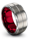 Grey Girlfriend and His Anniversary Band Sets 10mm Womans Tungsten Band Grey - Charming Jewelers