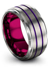 Female 10mm Purple Line Wedding Rings Tungsten Carbide Ring 10mm 75th - Diamond - Charming Jewelers