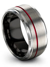 Groove Anniversary Band Tungsten Band for Womans Grey Red