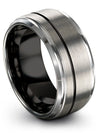 Female Grey Band Wedding Ring Carbide Tungsten Wedding Band Step Bevel Promise - Charming Jewelers