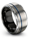 Groove Anniversary Band Tungsten Band for Womans Grey Blue Grey Engagement Ring - Charming Jewelers