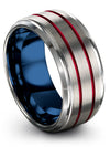 Groove Anniversary Band Tungsten Band for Womans Grey Black Grey Engagement - Charming Jewelers
