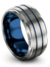 Grey Unique Lady Anniversary Band 10mm Tungsten Band Woman&#39;s Grey and Blue - Charming Jewelers