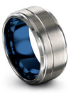 Simple Grey Wedding Rings Guys Tungsten Wedding Band Grey Offset Line Finger - Charming Jewelers
