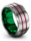 Solid Grey Wedding Band for Guy Tungsten Bands Her and Fiance Brushed Couples - Charming Jewelers