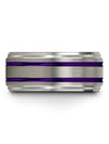 Ladies 10mm Wedding Band Tungsten Carbide Grey Purple Band Grey Ring Set Male - Charming Jewelers