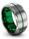 Simple Wedding Ring Set for Husband and His Tungsten Ring Brushed Band Sets - Charming Jewelers