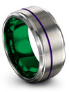 Grey Purple Wedding Bands Set Tungsten Matte Bands for Guys Finger Band - Charming Jewelers