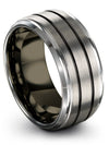 Wedding Rings for Womans Minimalist Tungsten Grey Black Rings for Guys Promise - Charming Jewelers