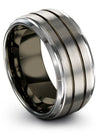 Guys Grey Anniversary Band Tungsten Rings for Male Customized 10mm Rings Band - Charming Jewelers