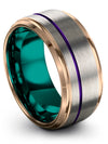 Wedding Ring Sets for Her and Husband Grey Purple Rare Tungsten Rings 10mm - Charming Jewelers